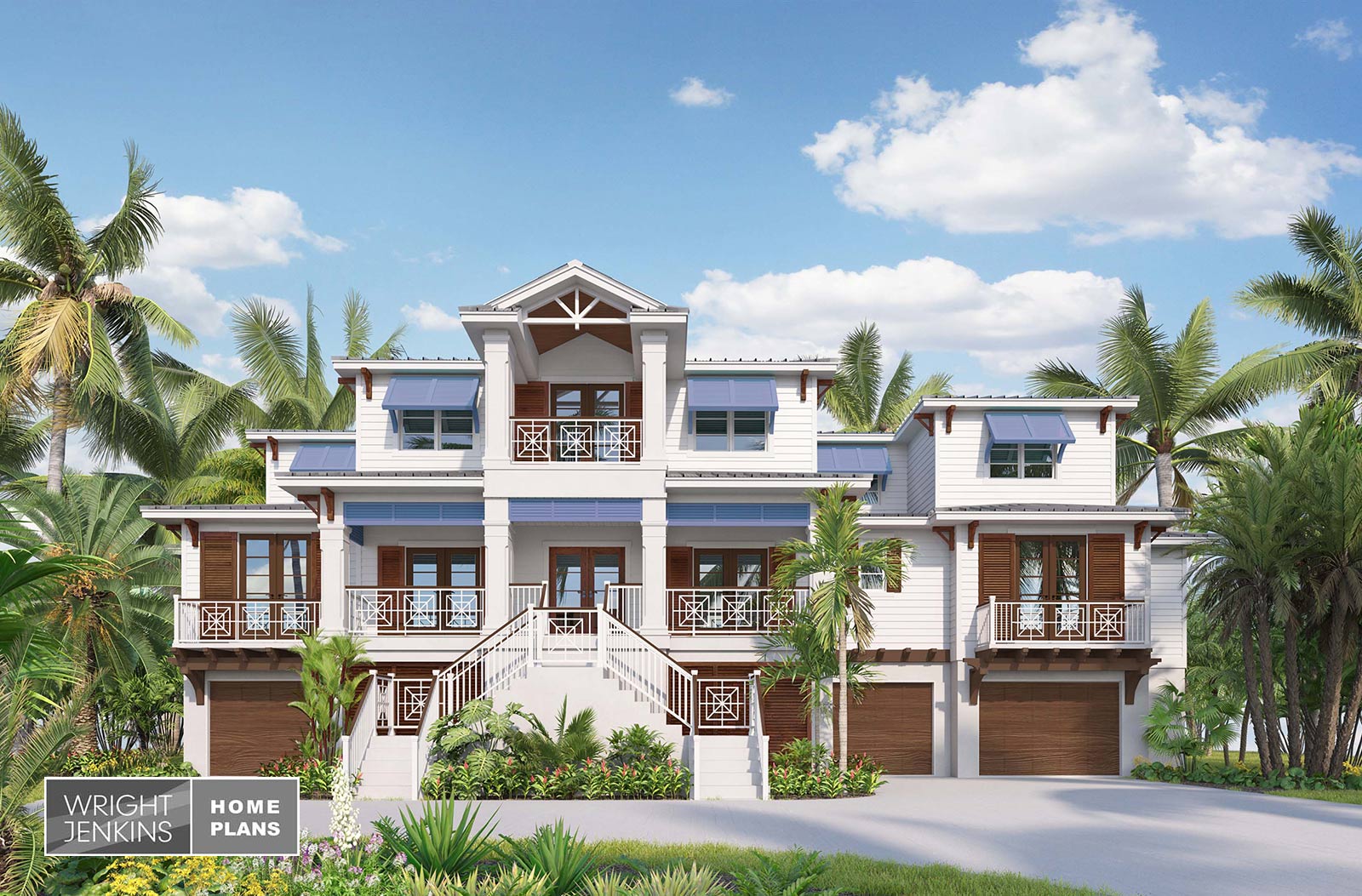 A West Indies style home makes a perfect coastal retreat. Teak style shutters and deep porches grace the front exterior. This tropical oasis makes open concept living a dream.