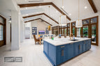 kitchen island dormers beamed ceiling